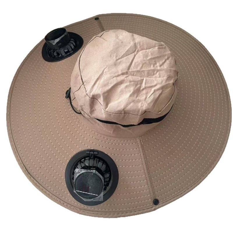 Sunscreen fan bucket hat, sunshade, outdoor double design, wide brim