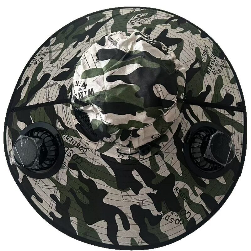 Sunscreen fan bucket hat, sunshade, outdoor double design, wide brim