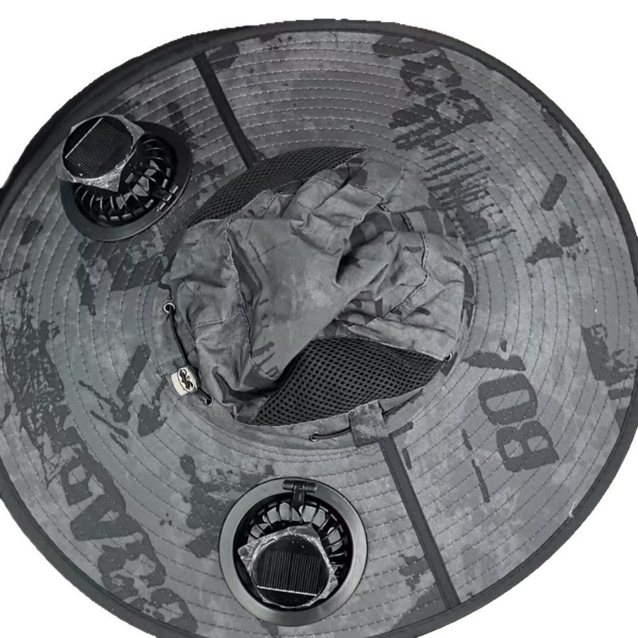 Sunscreen fan bucket hat, sunshade, outdoor double design, wide brim