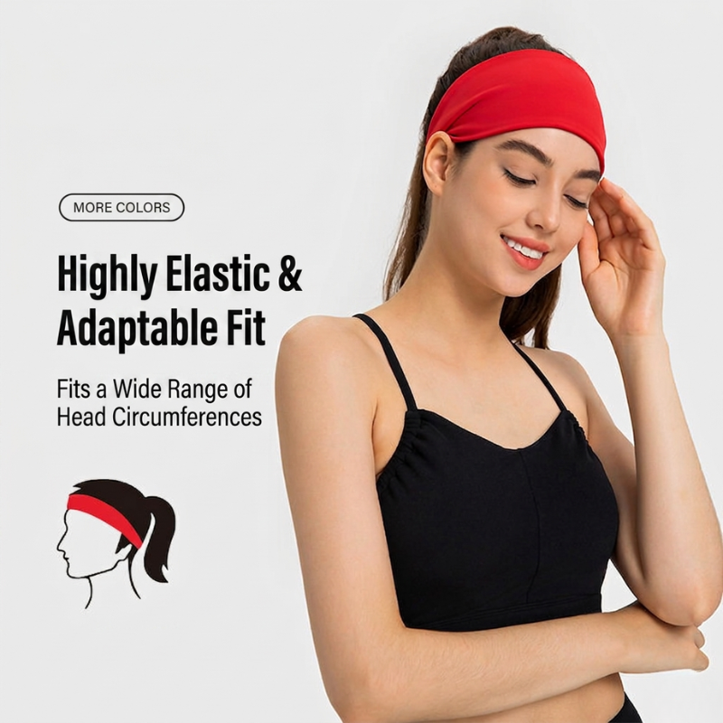 Non Slip Sports Headband for Women - Moisture Wicking Sweatband for Running and Fitness - Wide Elastic Yoga Head Wrap