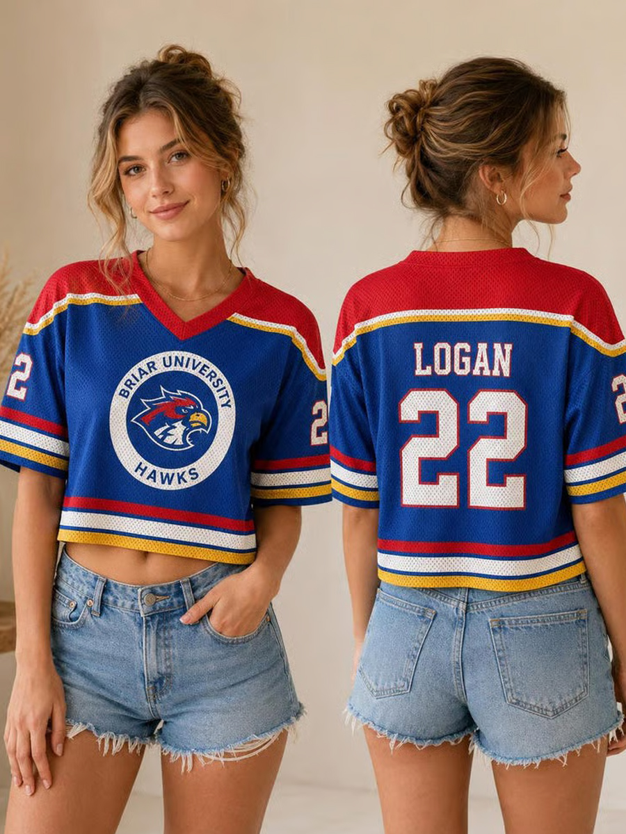 WOMEN'S Ice Hockey Team Emblem Print Mesh Crop Top