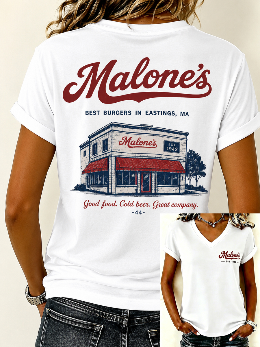 Women's Vintage Restaurant Graphic V-Neck T-Shirt