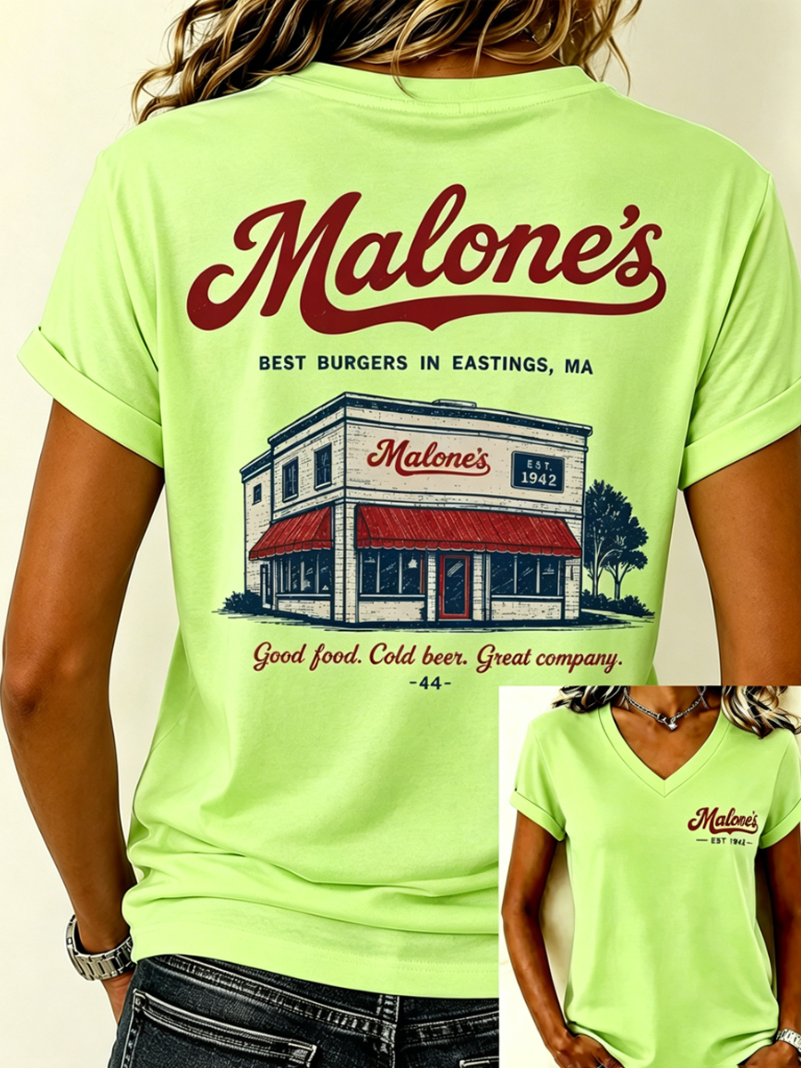 Women's Vintage Restaurant Graphic V-Neck T-Shirt