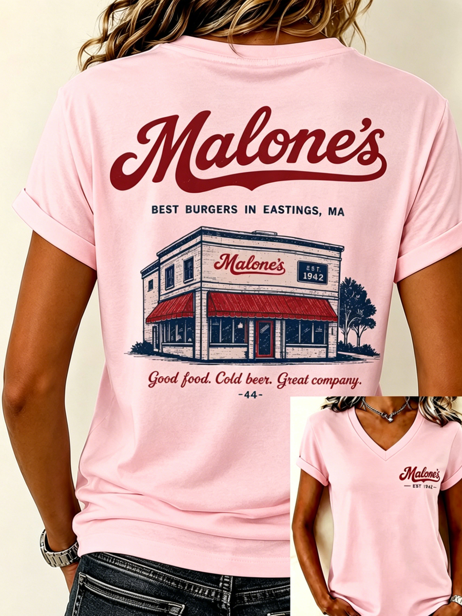 Women's Vintage Restaurant Graphic V-Neck T-Shirt
