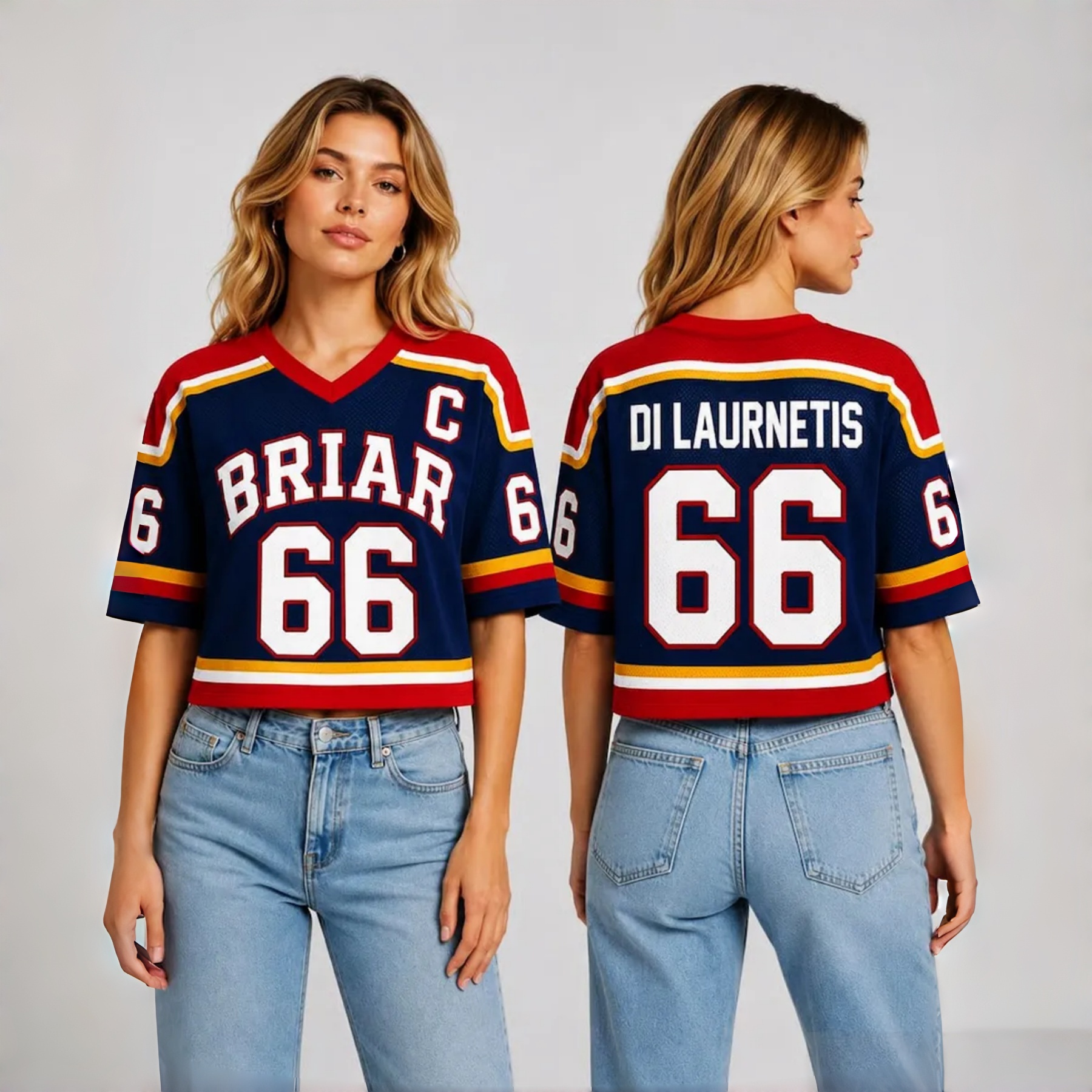 WOMEN'S Jersey Number 66 Graphic Mesh Crop Top