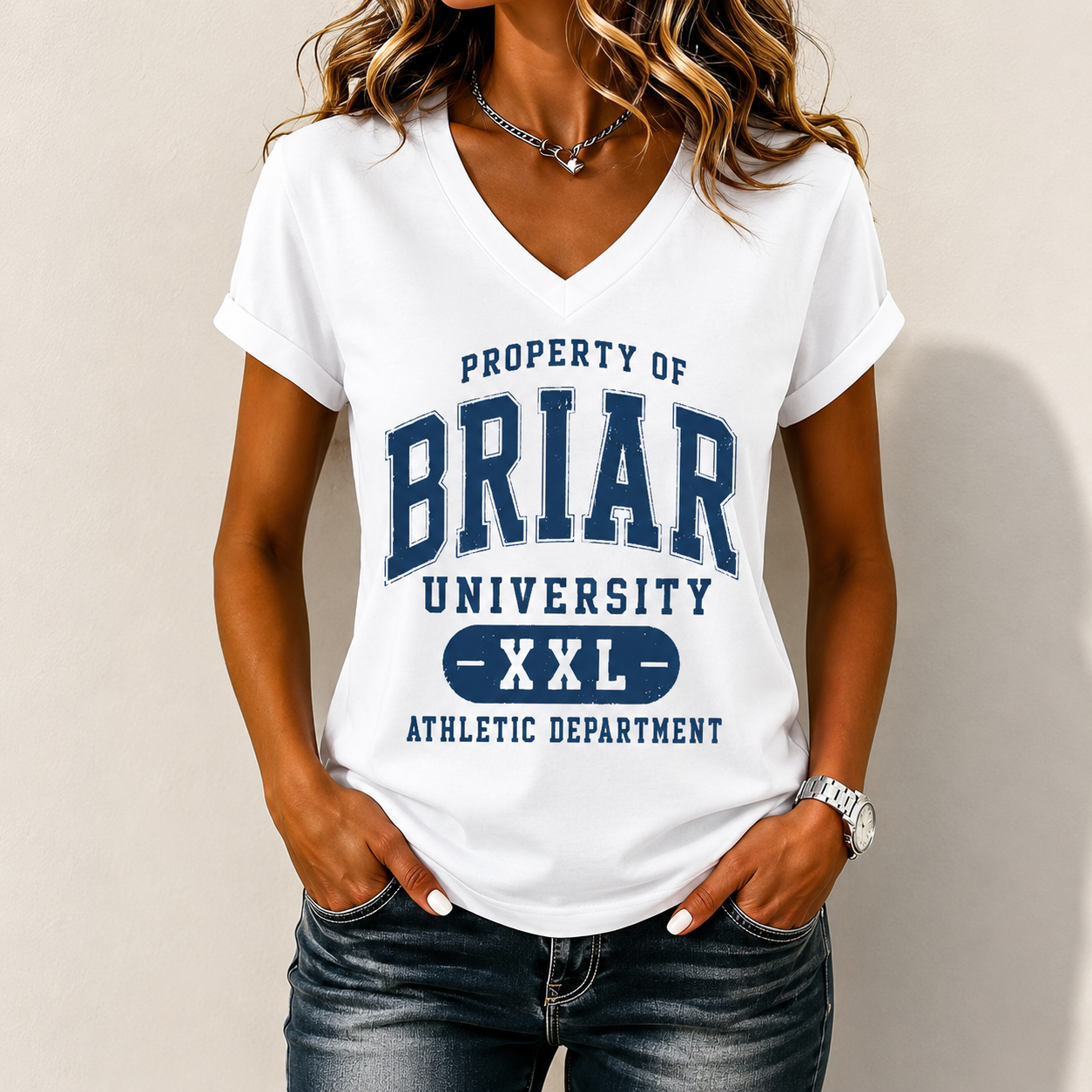 Women's Ice Hockey Theme Letter Graphic Print V-Neck Short Sleeve T-Shirt