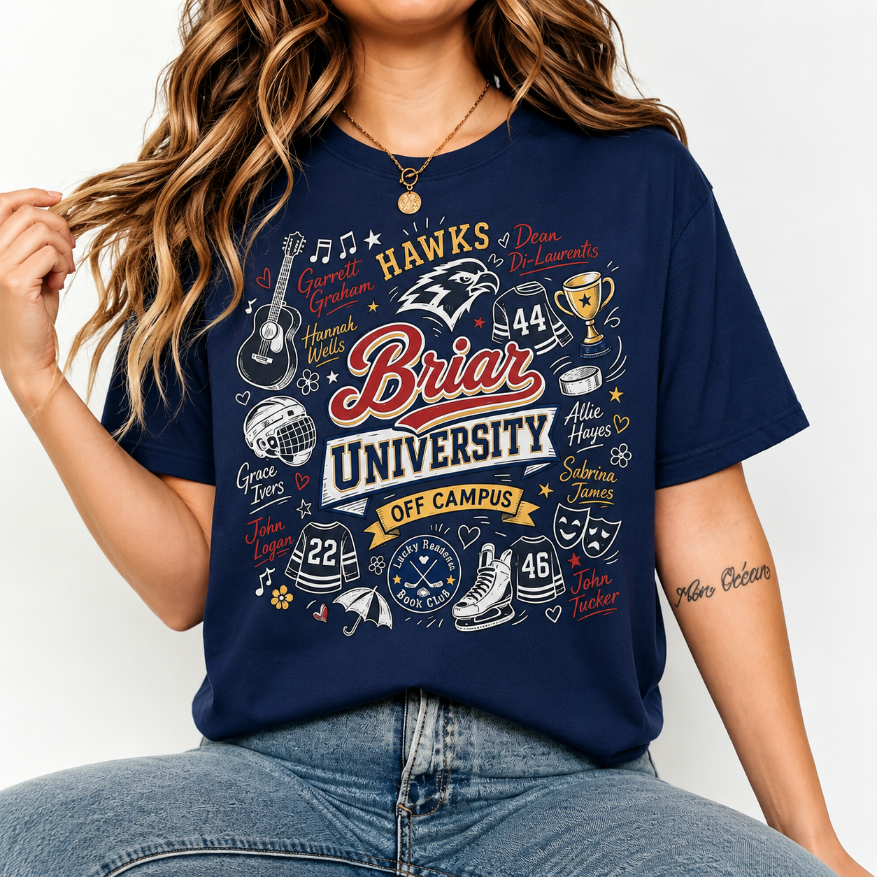 Women's Hockey Theme Cartoon Graphic Print T-Shirt