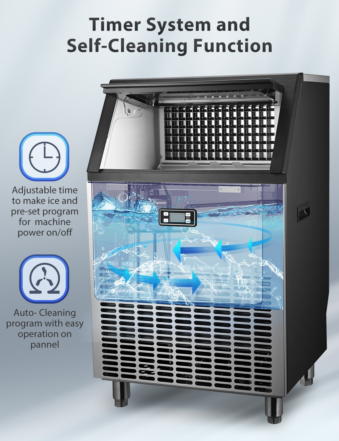 🔥 Limited-Time Deal – Save Up To 80% !100LBS/200LBS/265LBS  Freestanding Commercial Ice Maker