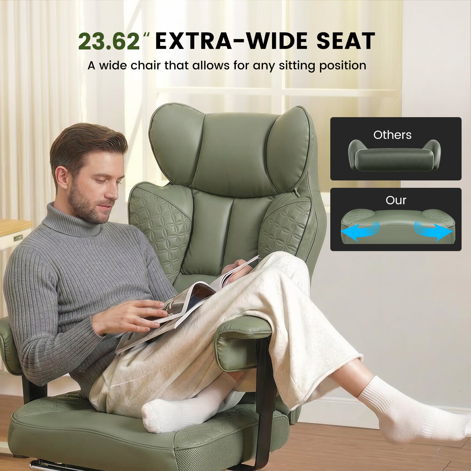 Upgraded Big and Tall Office Chair 400LBS with Pillow, Adjustable Armrest CH510