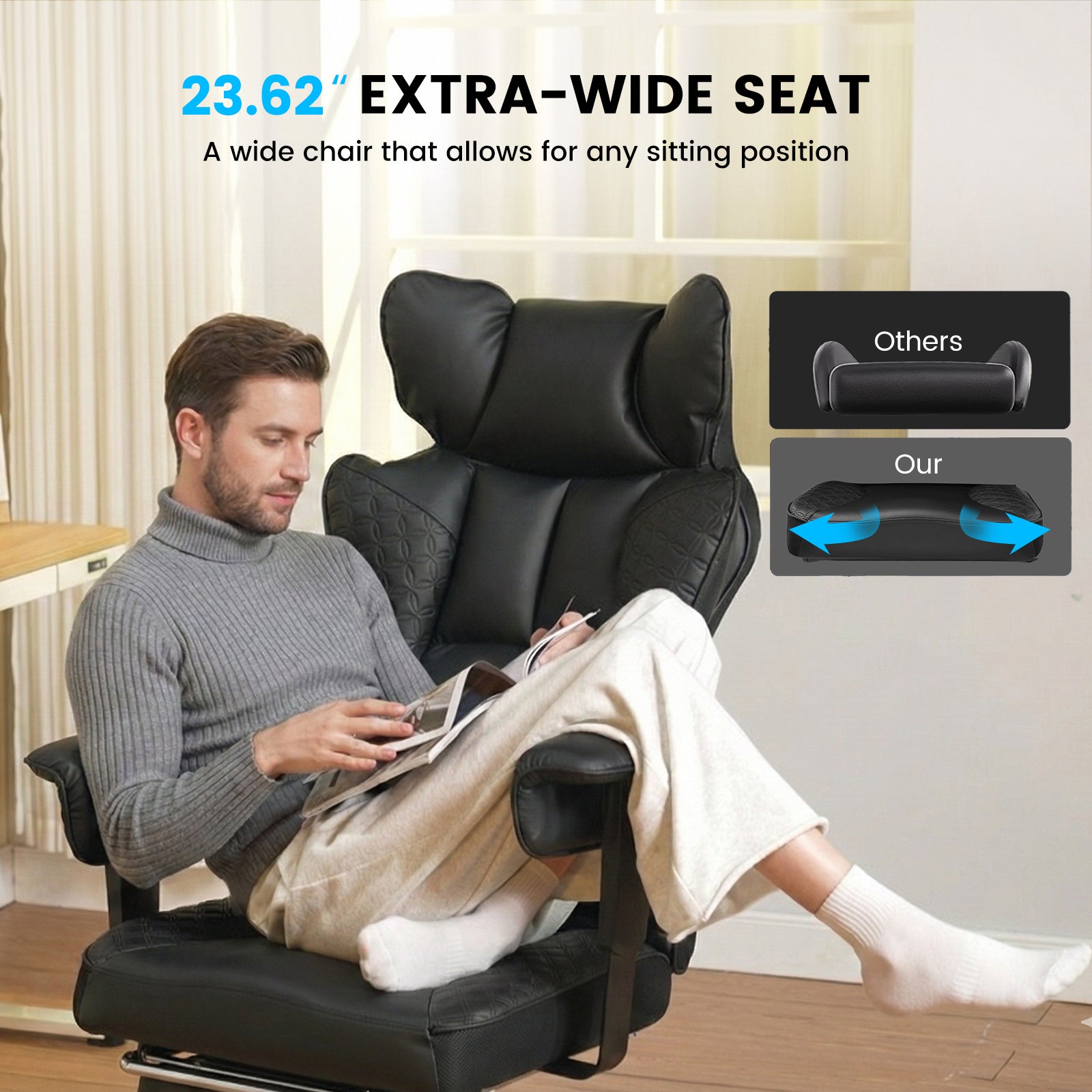 Upgraded Big and Tall Office Chair 400LBS with Pillow, Adjustable Armrest CH510