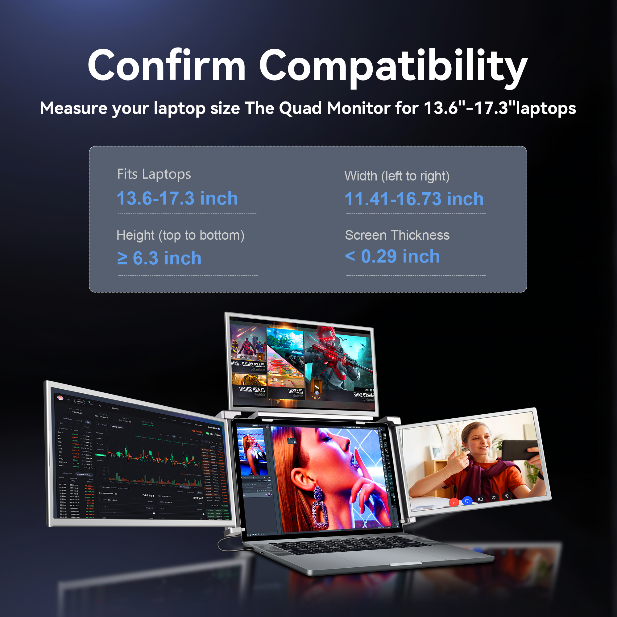 clearance sale⏰14" Hanging 3-Screen Extender