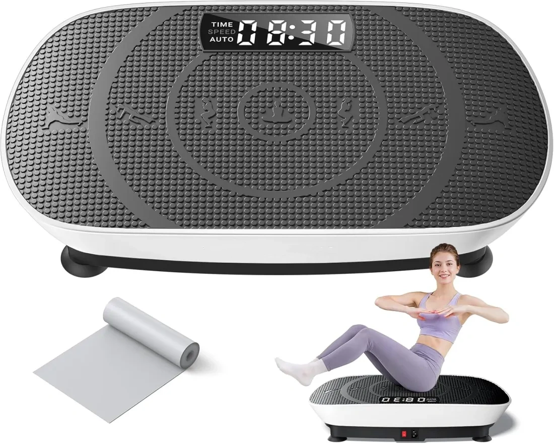 Vibration Plate Exercise Machine, Whole Body Workout Equipment for Women, Bluetooth and Silicone Pedal, Vibration Plate with Auto Mode, Vibrate Fitness Platform for Home