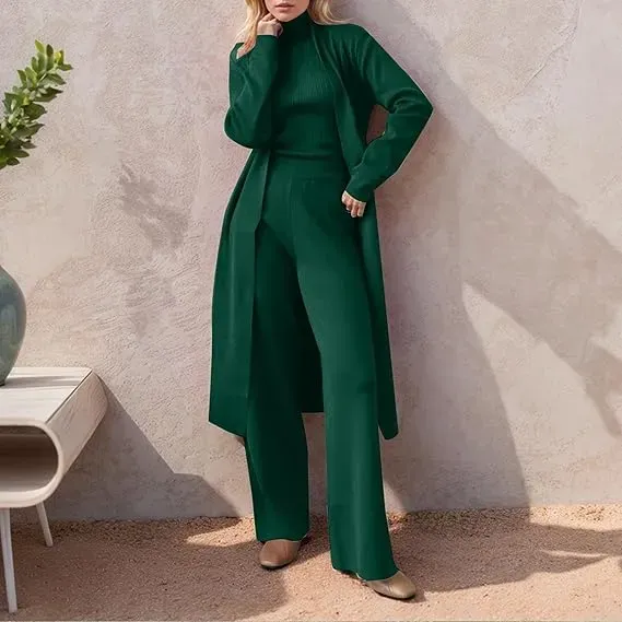 ⚡⚡ Three-Piece Knit Turtleneck Tank & Wide Leg Pants Set