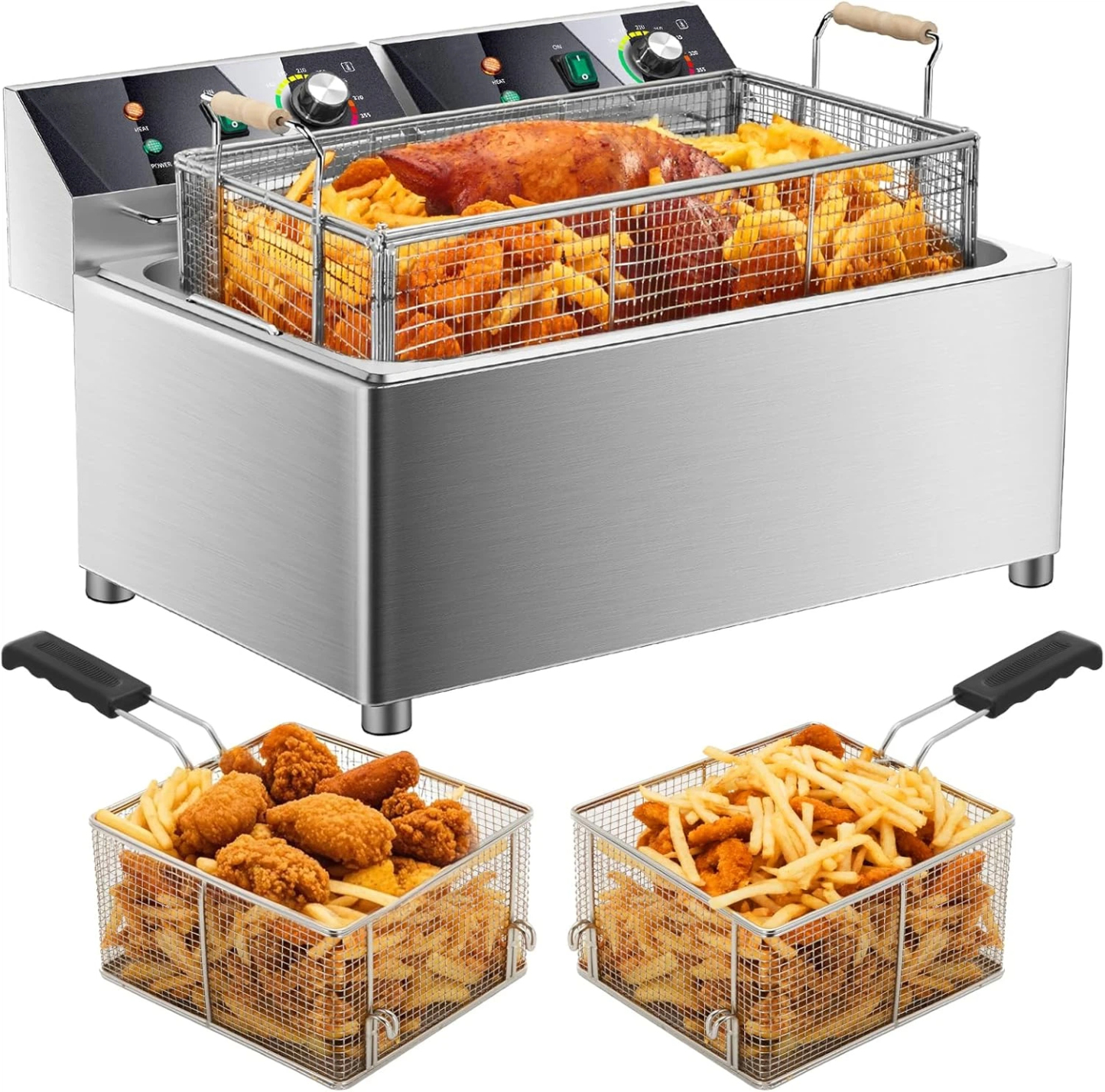🔥Flash sale-Save Up To 80%🔥Electric turkey fryer Commercial deep fryer with basket 3600W27.4QT with timer26L 