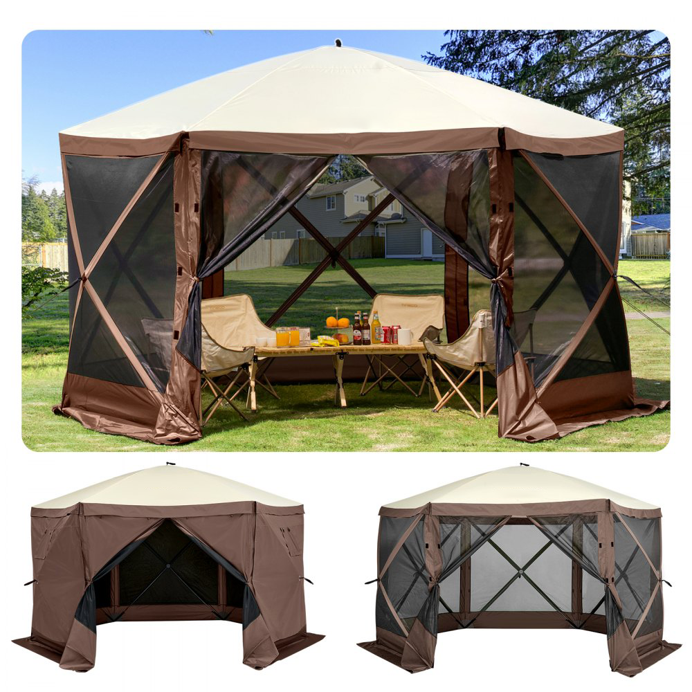 ⚡️Factory wholesale promotion 80% OFF⚡️  Gazebo Screen Tent, 10 x 10 ft, 6 Sided Pop-up Camping Canopy Shelter Tent with Mesh Windows, Portable Carry Bag