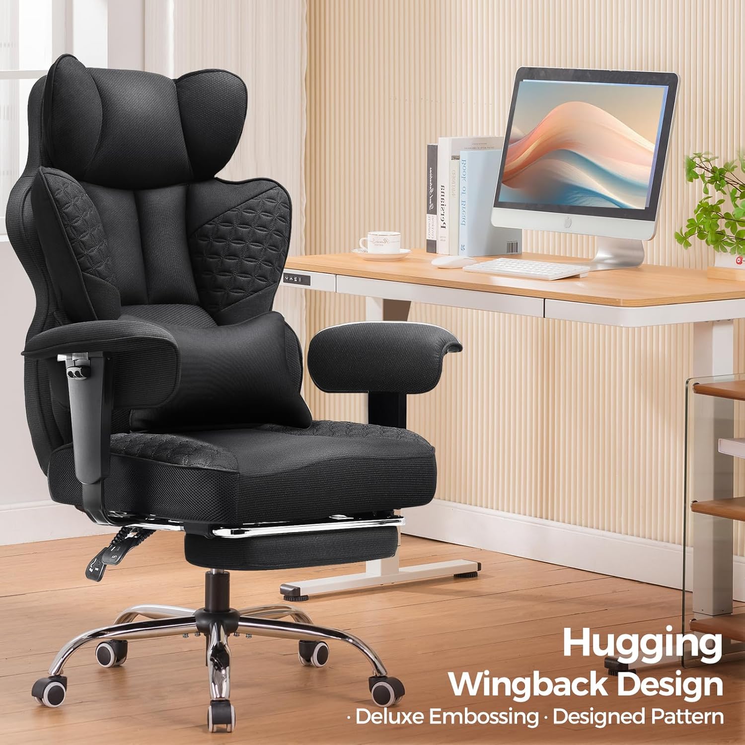 Upgraded Big and Tall Office Chair 400LBS with Pillow, Adjustable Armrest CH510