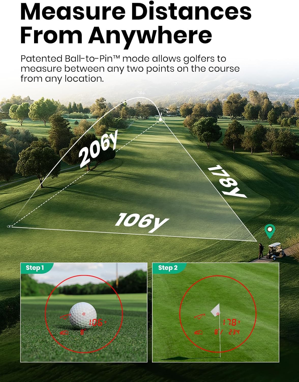 🔥Clearance Sale🔥 GenePro G1 Touchscreen & GPS Golf Rangefinder with Slope, 43000+ Preloaded Courses, 1300 Yards Laser Range Finder Golf with Red & Green Display, 0.1s Flag Pole Locking Vibration