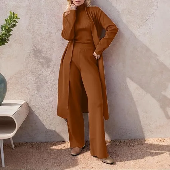 ⚡⚡ Three-Piece Knit Turtleneck Tank & Wide Leg Pants Set