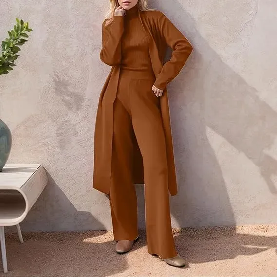 ⚡⚡ Three-Piece Knit Turtleneck Tank & Wide Leg Pants Set