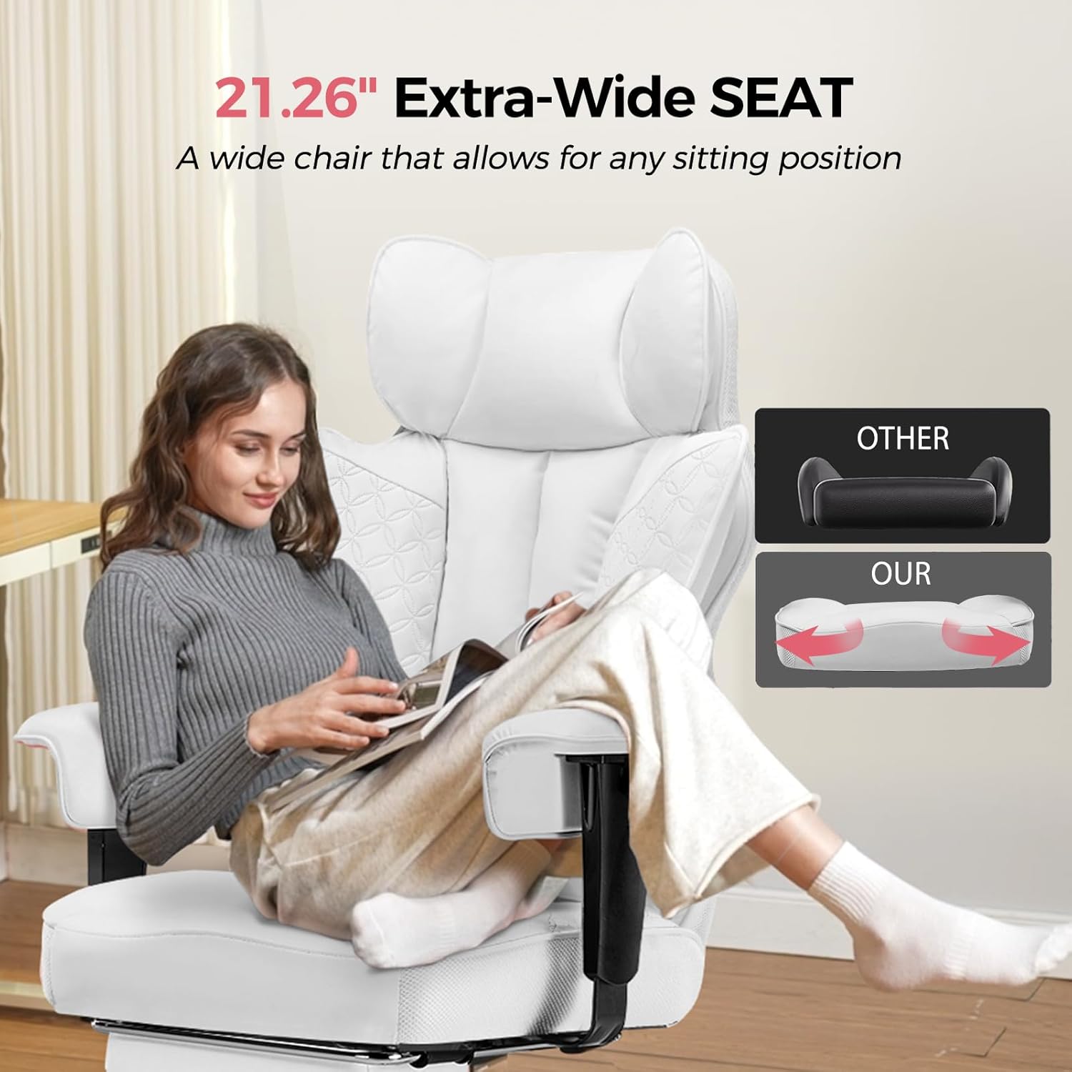 Upgraded Big and Tall Office Chair 400LBS with Pillow, Adjustable Armrest CH510