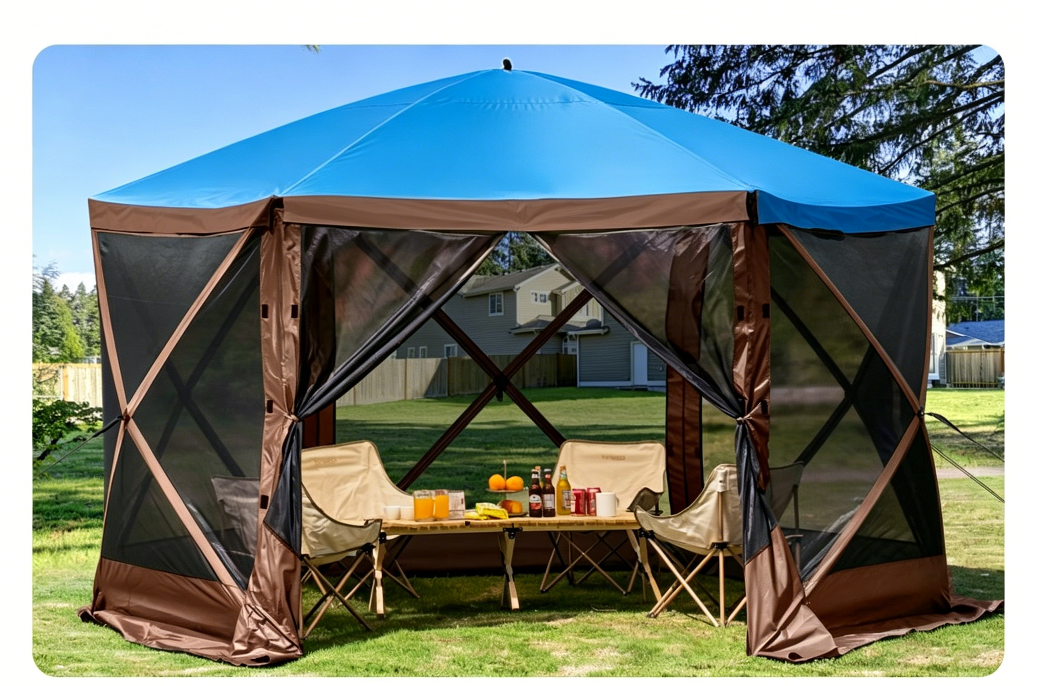 ⚡️Factory wholesale promotion 80% OFF⚡️  Gazebo Screen Tent, 10 x 10 ft, 6 Sided Pop-up Camping Canopy Shelter Tent with Mesh Windows, Portable Carry Bag