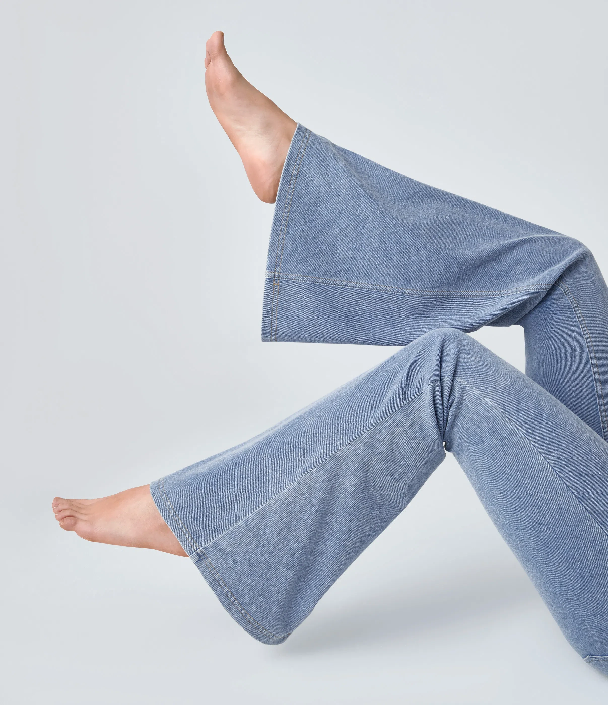 LBF-⚡High Waisted Crossover Pocket Washed Stretchy Knit Casual Super Flare Jeans⚡