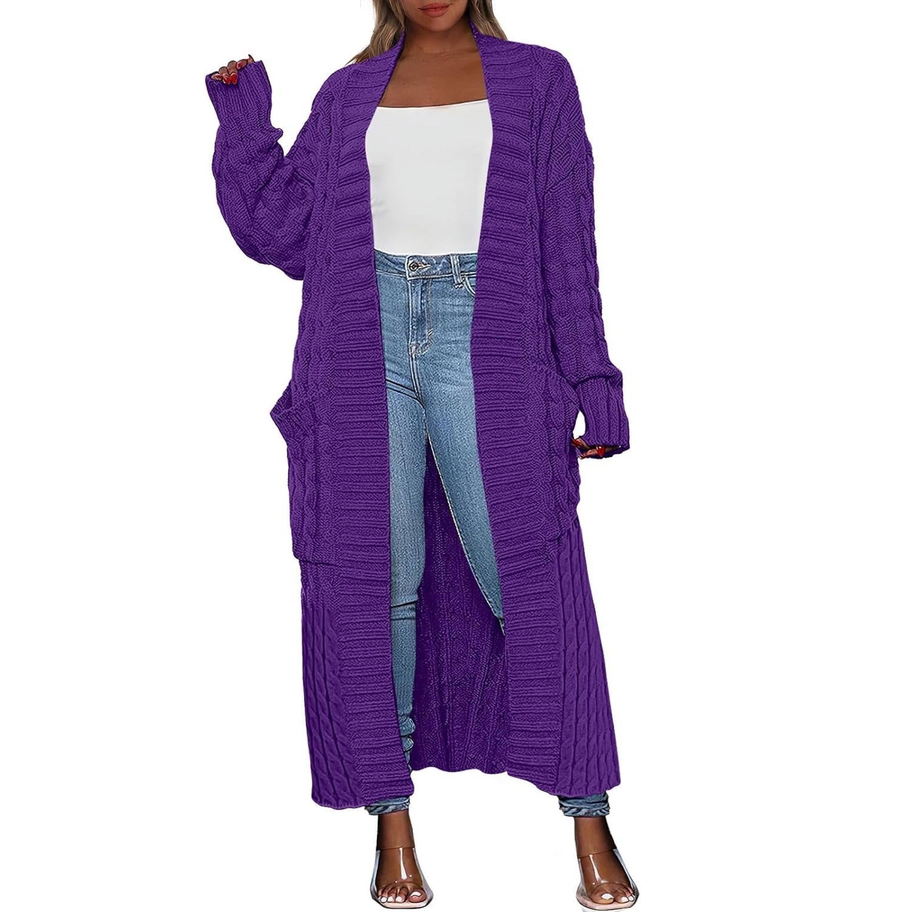 Women's Long Cardigan 2025 Oversized Coat Long Sleeve Open Cardigan Knitted Extra