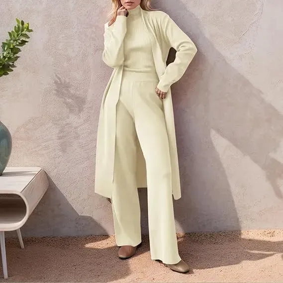 ⚡⚡ Three-Piece Knit Turtleneck Tank & Wide Leg Pants Set