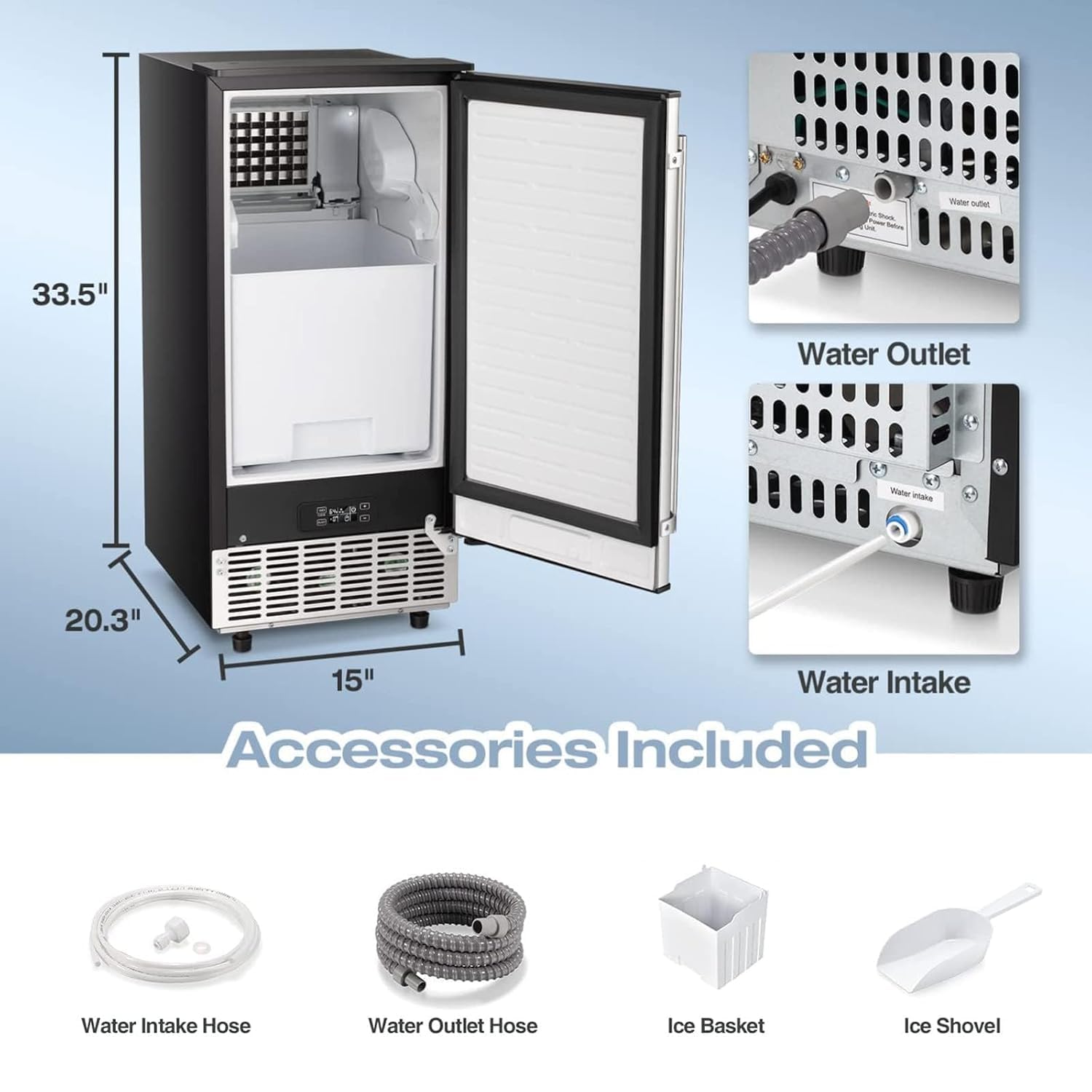 🔥 Limited-Time Deal – Save Up To 80% !100LBS/200LBS/265LBS  Freestanding Commercial Ice Maker
