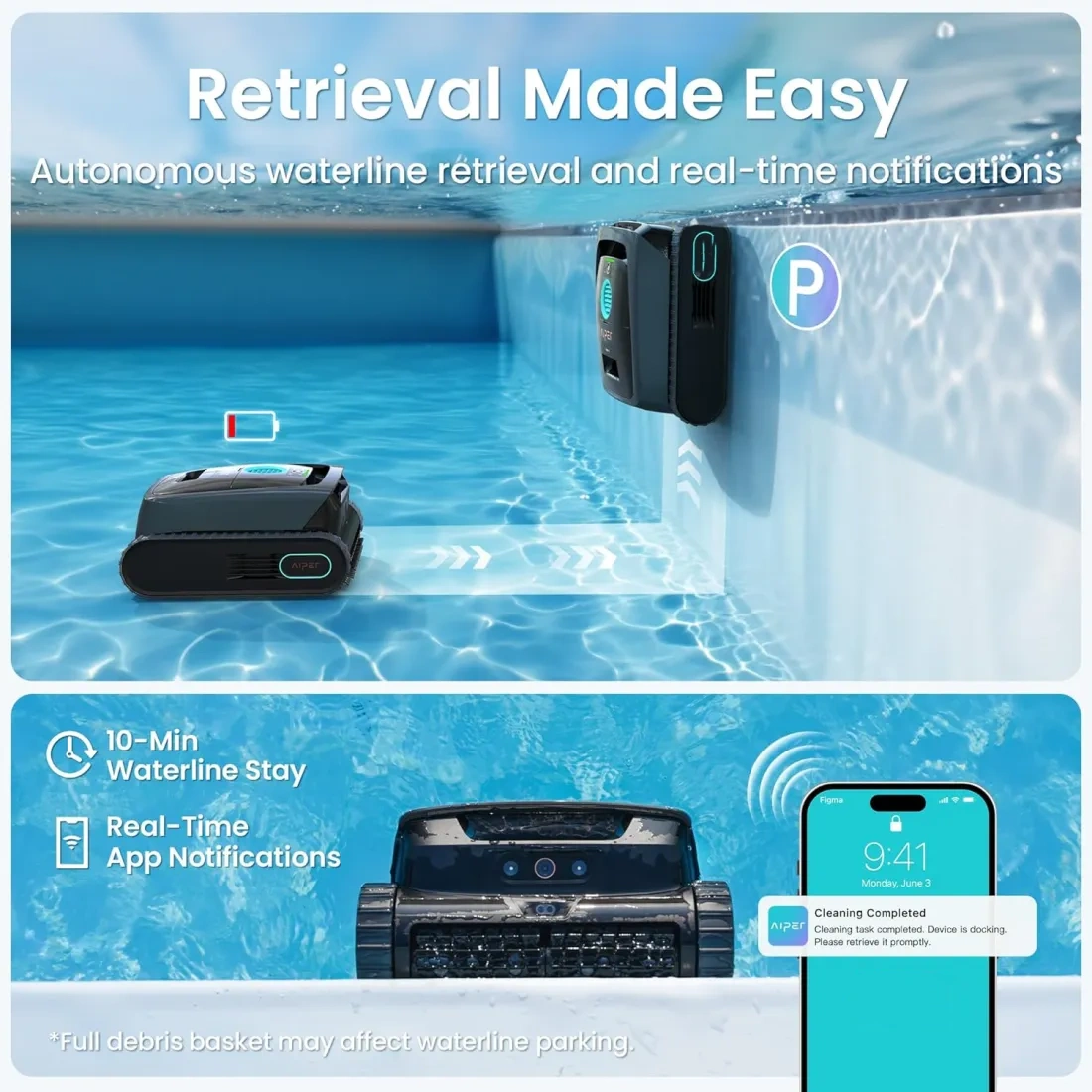 (2026 New) AIPER Scuba V3 AI Robotic Pool Cleaner  - 10x Faster Cleaning with Smart Waterline Parking, Cordless Design & Multi-Layer Filtration