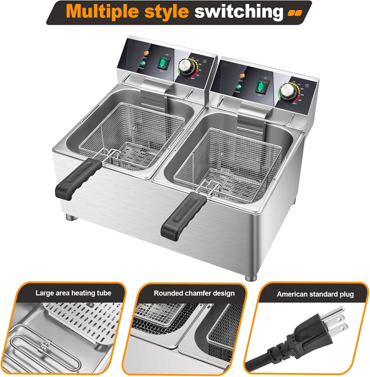 🔥Flash sale-Save Up To 80%🔥Electric turkey fryer Commercial deep fryer with basket 3600W27.4QT with timer26L 