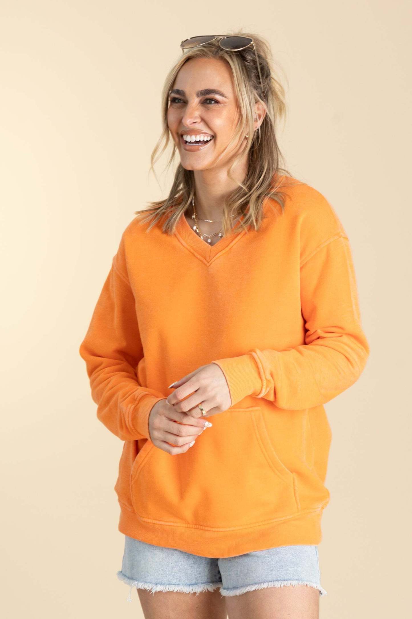 ⚠️ Your Favorite Is Back!🔥Pigment Dyed Cozy Campfire V-Neck Sweatshirt