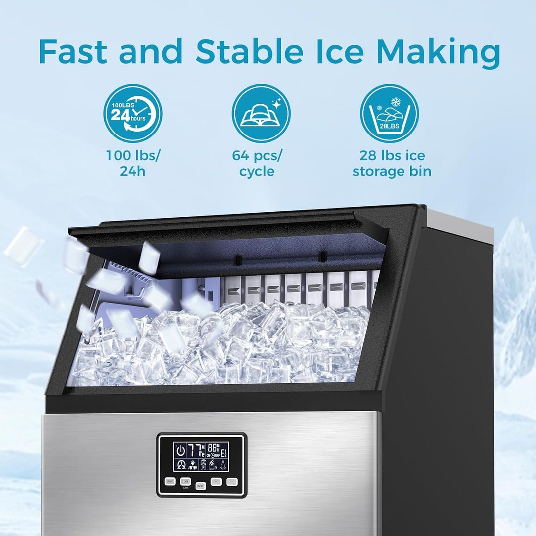 🔥 Limited-Time Deal – Save Up To 80% !100LBS/200LBS/265LBS  Freestanding Commercial Ice Maker