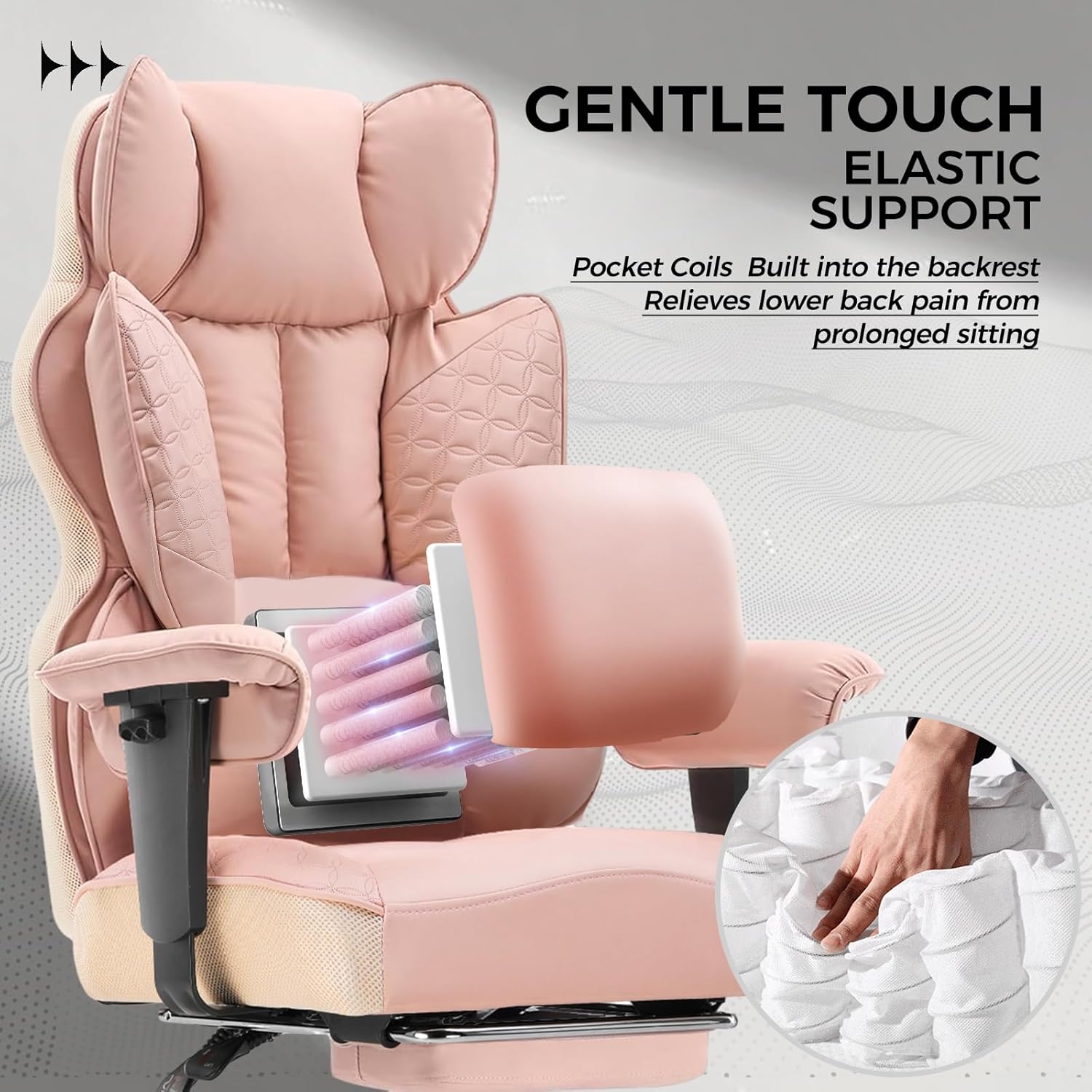 Upgraded Big and Tall Office Chair 400LBS with Pillow, Adjustable Armrest CH510