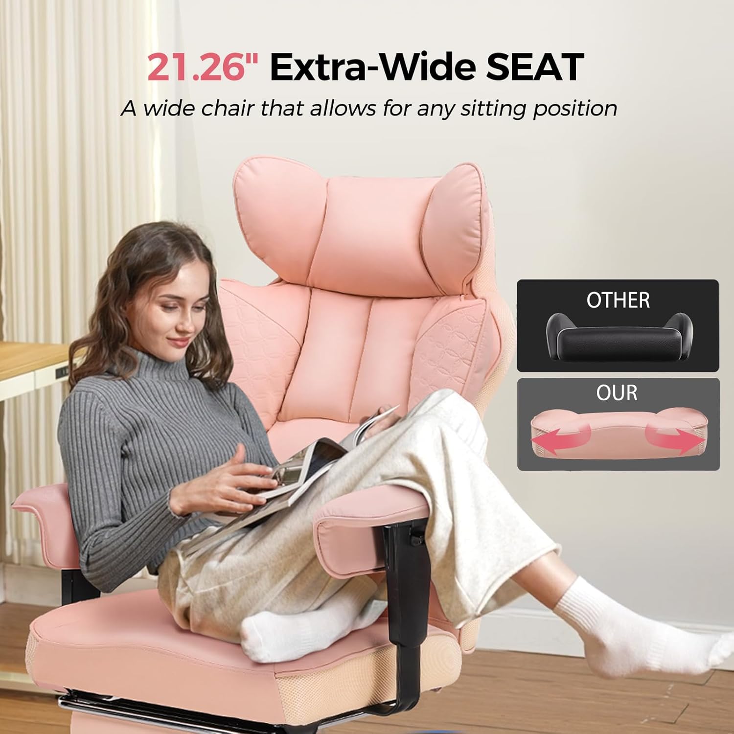 Upgraded Big and Tall Office Chair 400LBS with Pillow, Adjustable Armrest CH510