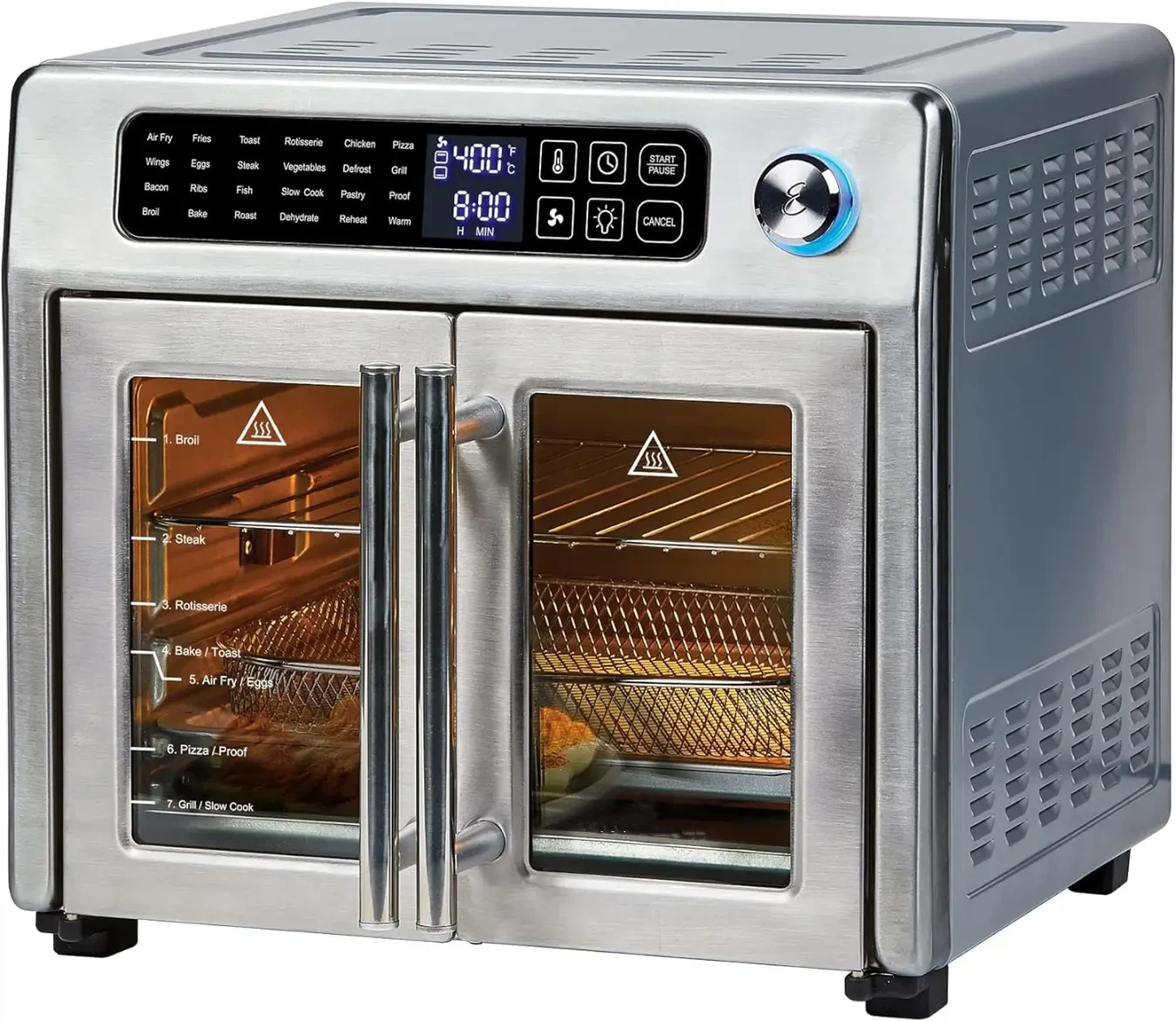 🔥Authorized Exclusive-Save Up To 80%🔥Extra Large French Door Air Fryer Toaster Oven Combo, 25 Cooking Functions and Digital Controls, 7 Accessories Included, Stainless Steel Finish, 26QT Capacity