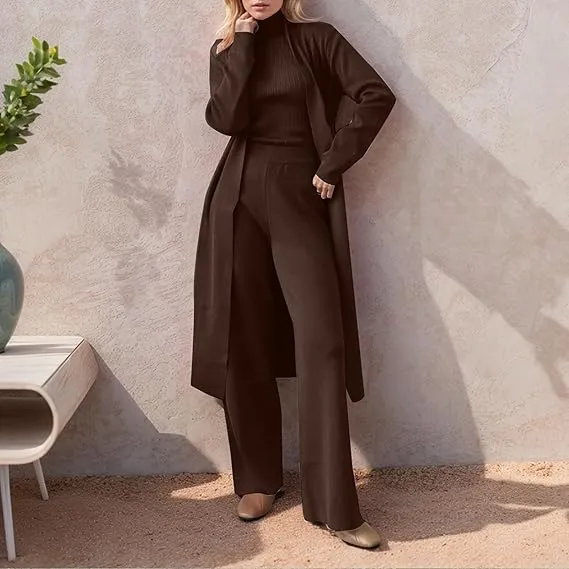 ⚡⚡ Three-Piece Knit Turtleneck Tank & Wide Leg Pants Set