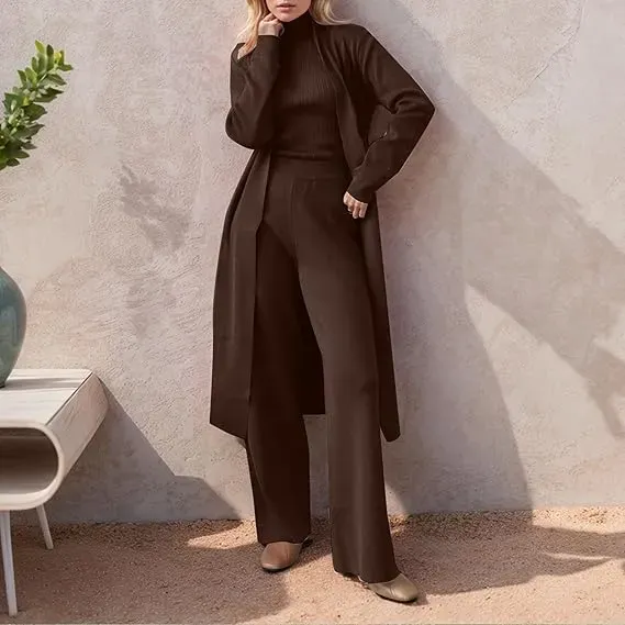 ⚡⚡ Three-Piece Knit Turtleneck Tank & Wide Leg Pants Set