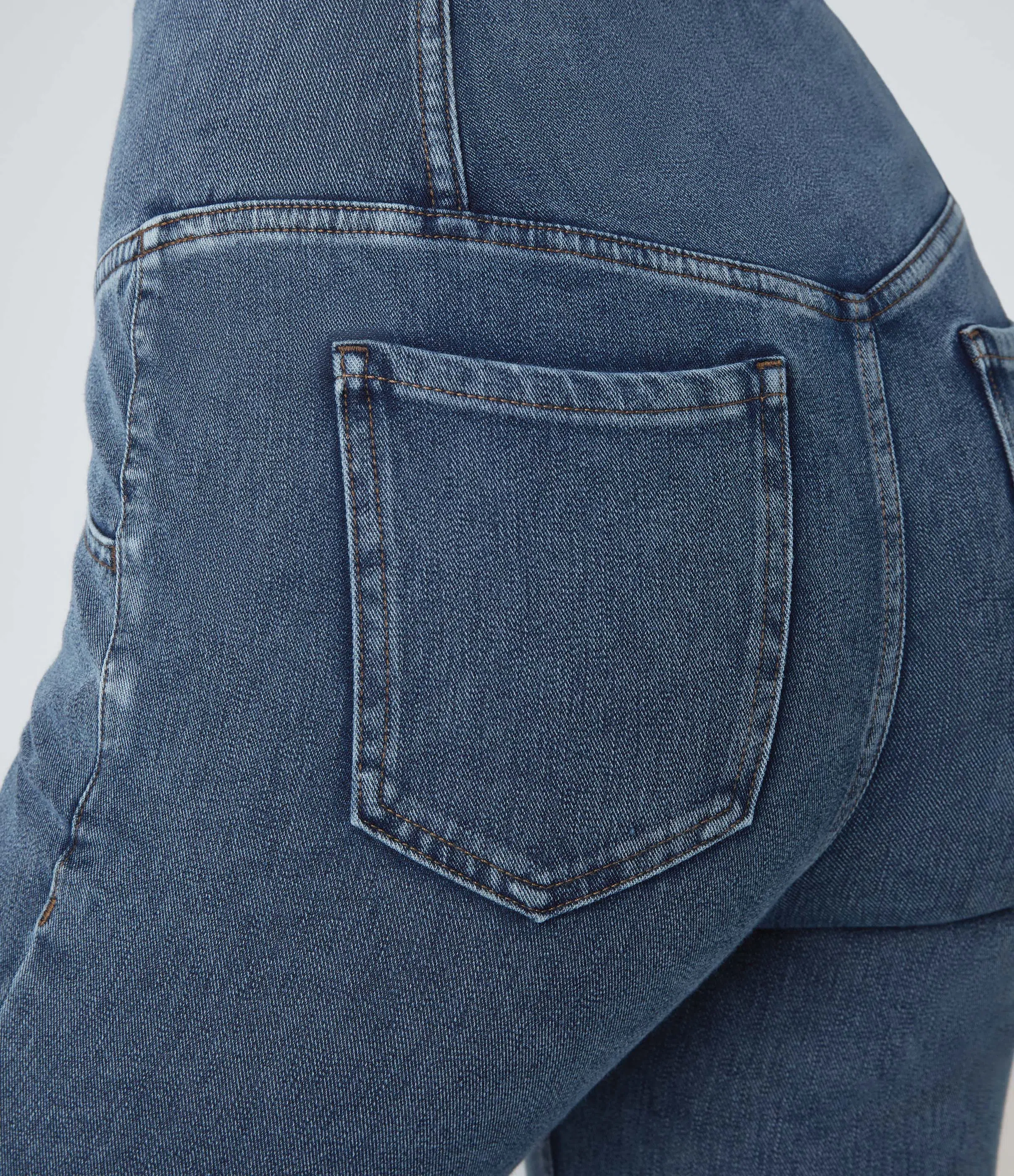 LBF-⚡High Waisted Crossover Pocket Washed Stretchy Knit Casual Super Flare Jeans⚡