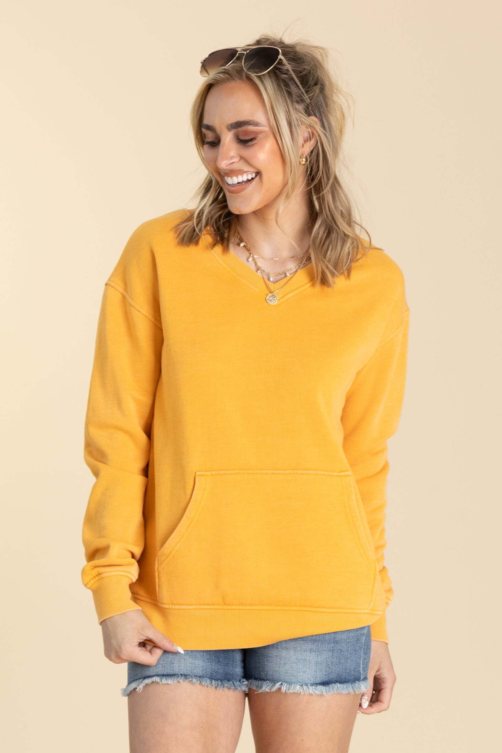 ⚠️ Your Favorite Is Back!🔥Pigment Dyed Cozy Campfire V-Neck Sweatshirt