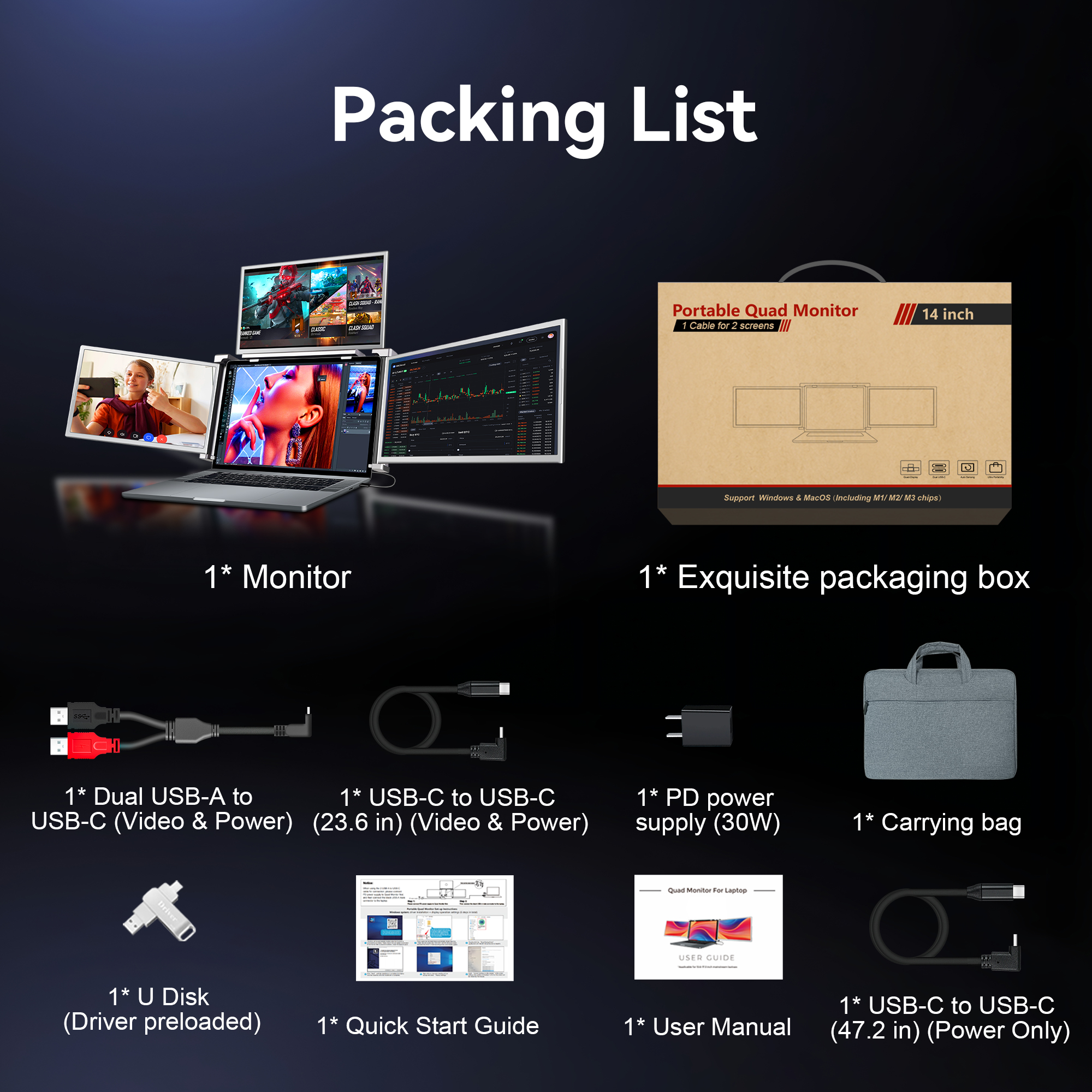 clearance sale⏰14" Hanging 3-Screen Extender