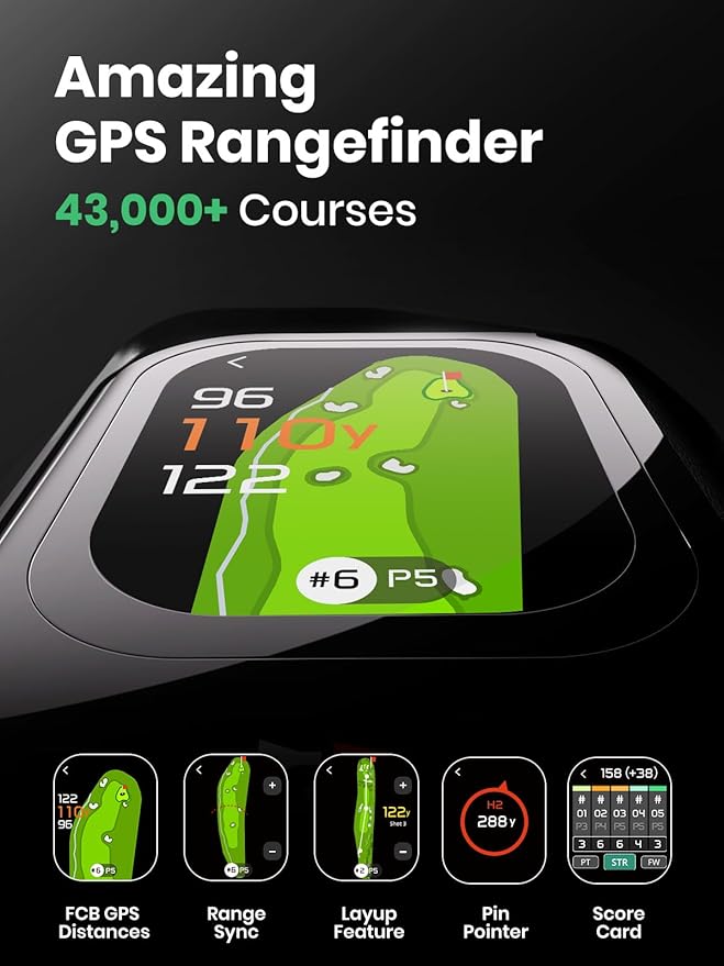 🔥Clearance Sale🔥 GenePro G1 Touchscreen & GPS Golf Rangefinder with Slope, 43000+ Preloaded Courses, 1300 Yards Laser Range Finder Golf with Red & Green Display, 0.1s Flag Pole Locking Vibration