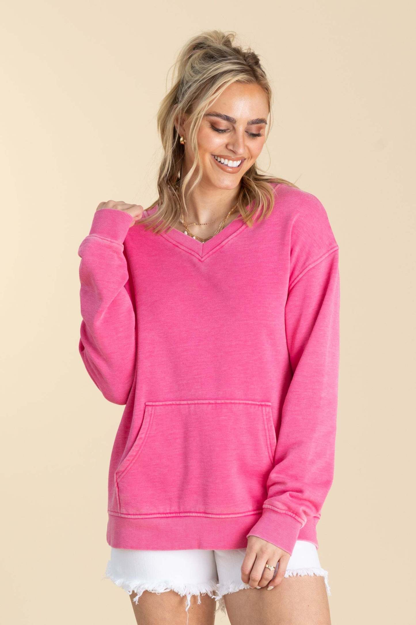 ⚠️ Your Favorite Is Back!🔥Pigment Dyed Cozy Campfire V-Neck Sweatshirt