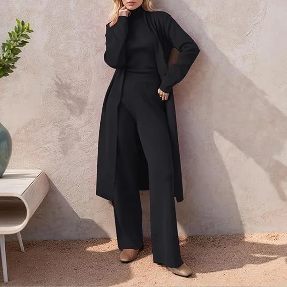 ⚡⚡ Three-Piece Knit Turtleneck Tank & Wide Leg Pants Set