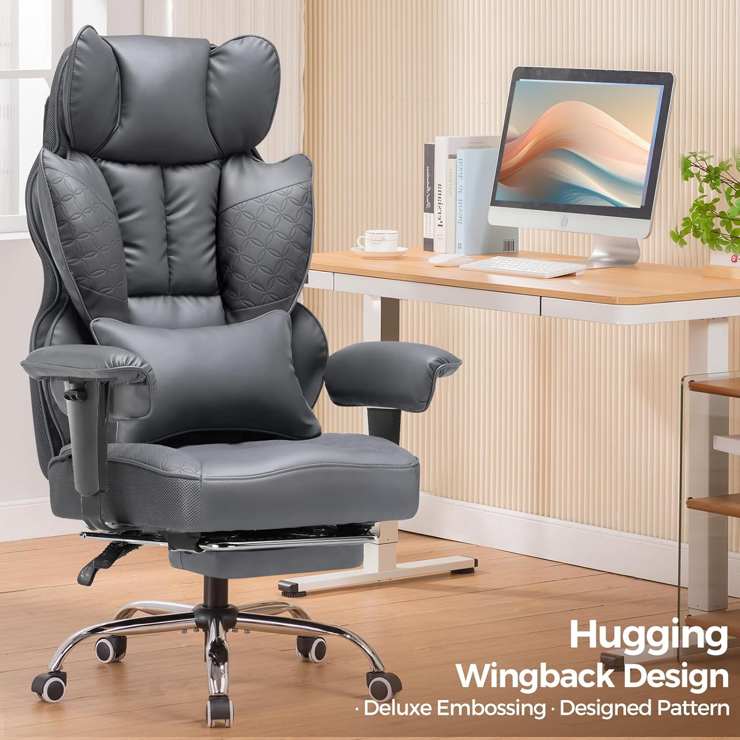 Upgraded Big and Tall Office Chair 400LBS with Pillow, Adjustable Armrest CH510