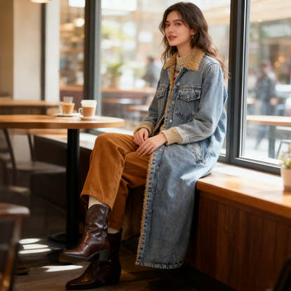 DD 🔥Christmas Special Offer:80% OFF — Lady's warm and durable long denim coat