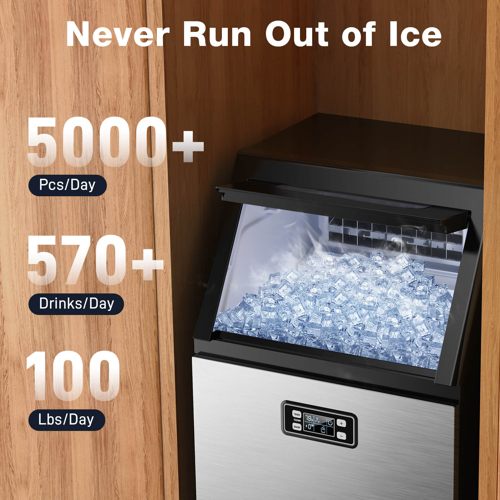 🔥 Limited-Time Deal – Save Up To 80% !100LBS/200LBS/265LBS  Freestanding Commercial Ice Maker