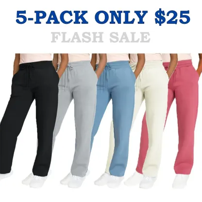 Women's Multi Pack Heavyweight Wide Leg Loose-Fit Fleece Sweatpants