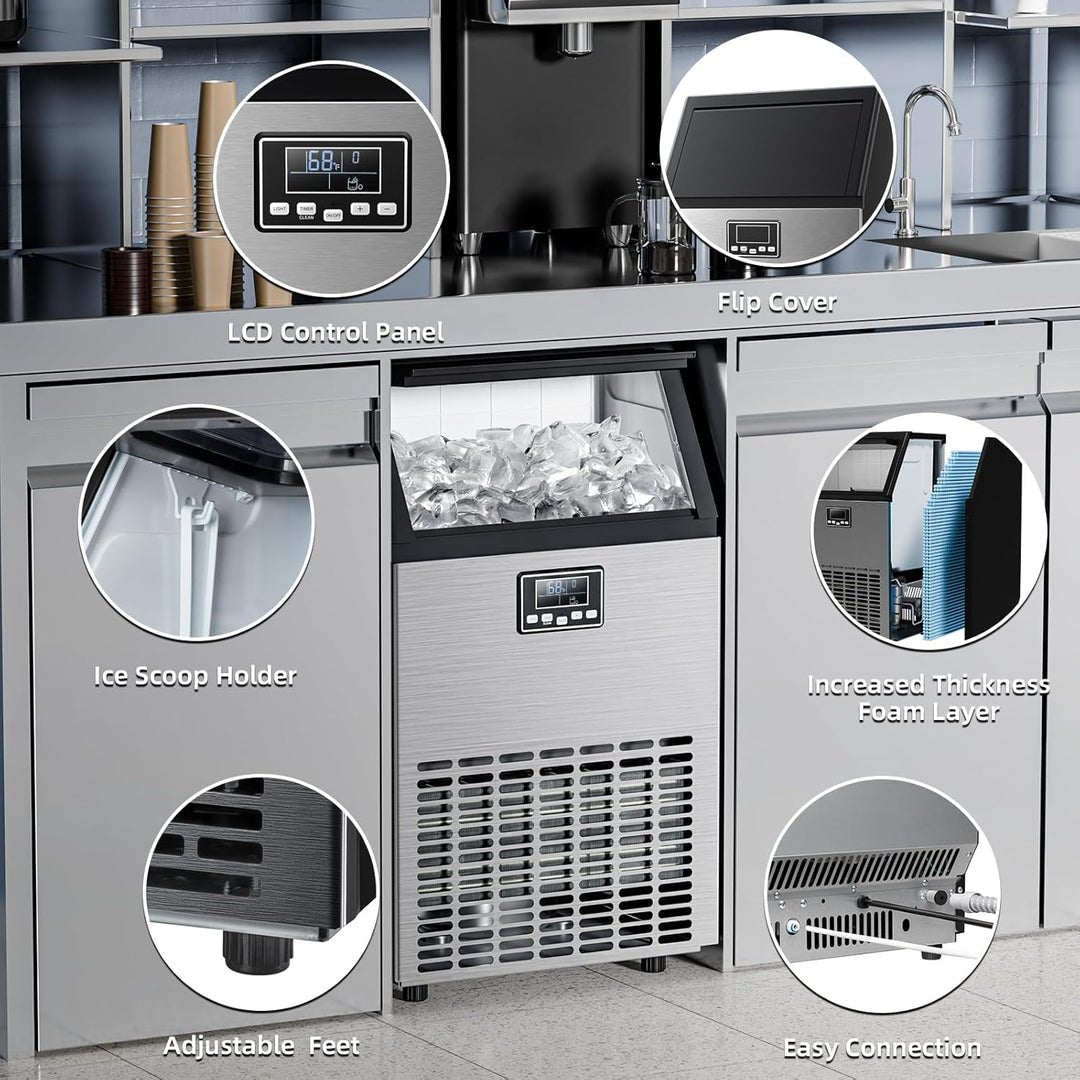 🔥 Limited-Time Deal – Save Up To 80% !100LBS/200LBS/265LBS  Freestanding Commercial Ice Maker