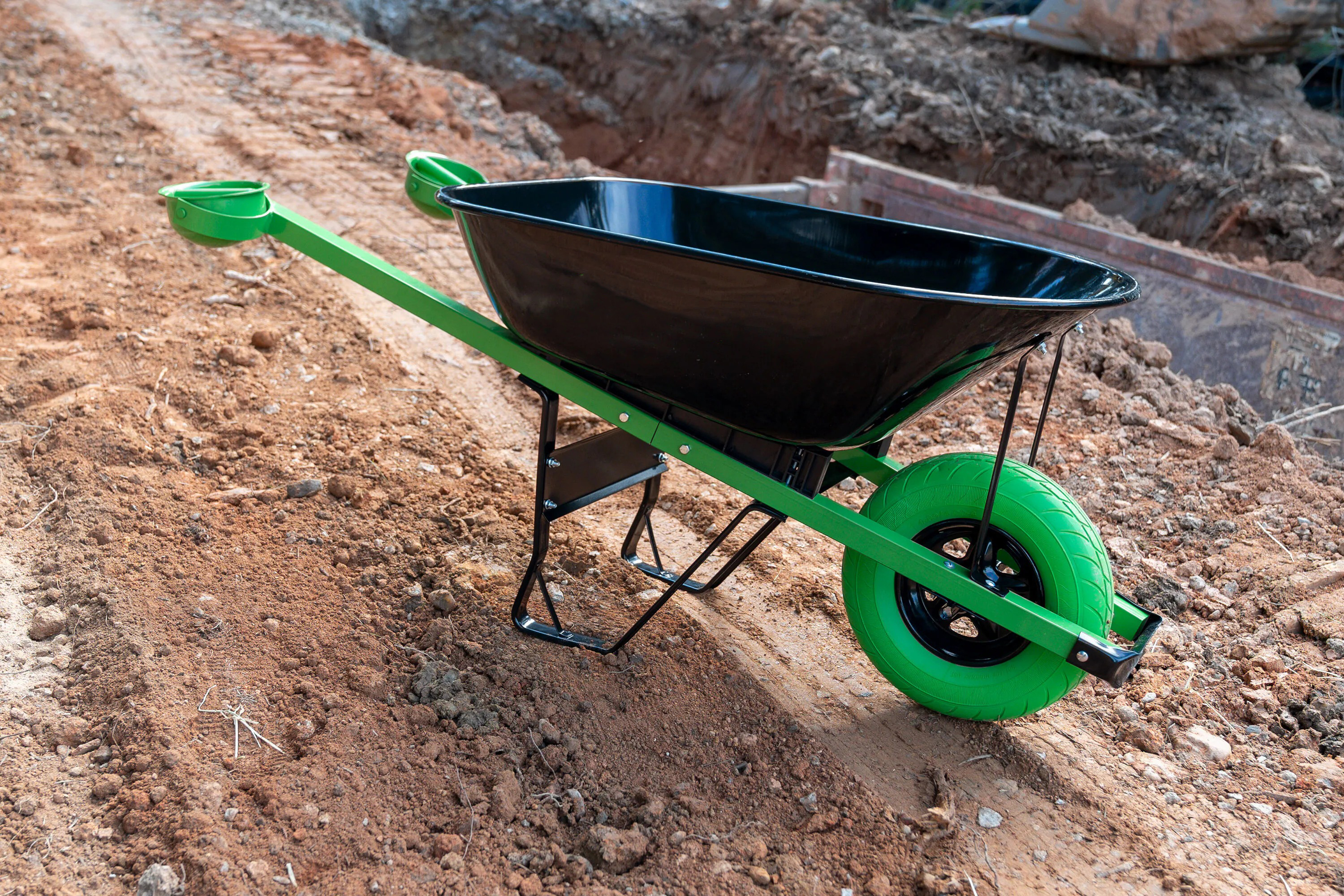 🔥Spring Fresh Sale 🎁 Nontional-Motion Tools 6-cu ft 1 Wheel Steel Push Wheelbarrow Flat-Free Tire